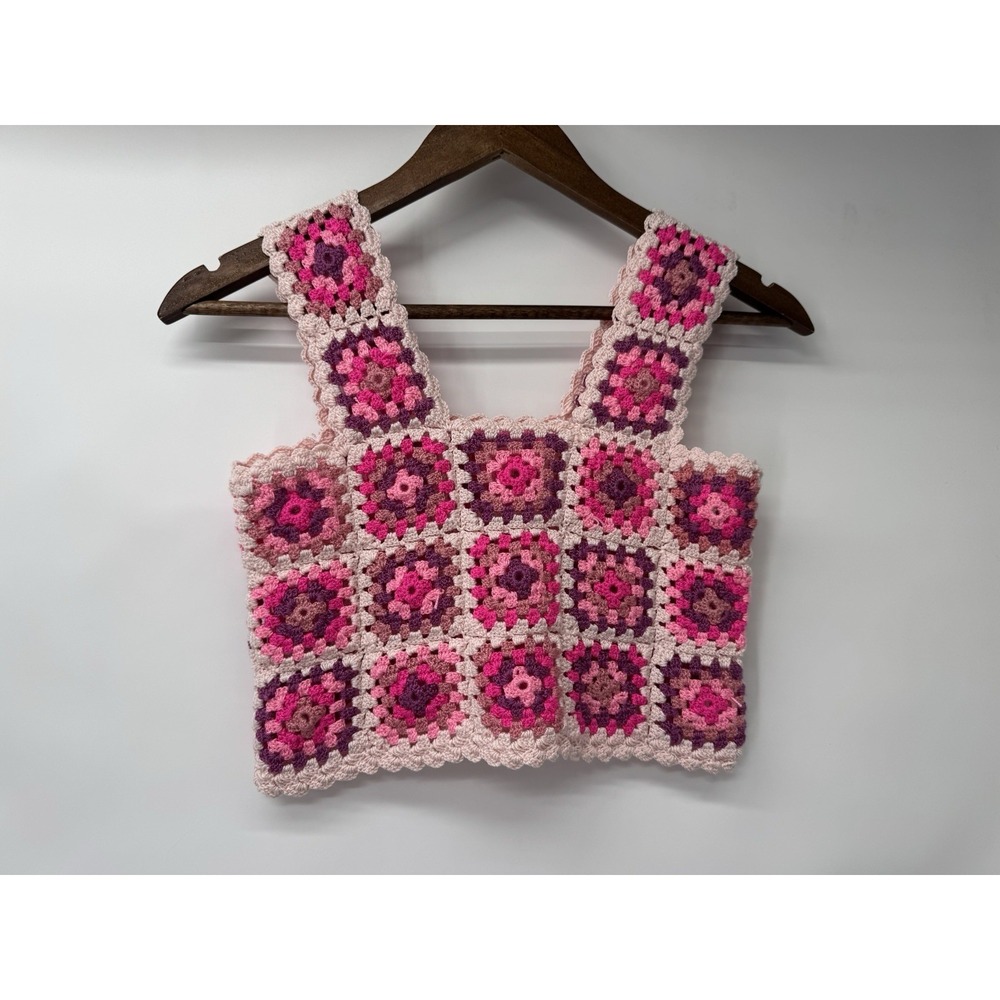 Crochet Knit Crop‎ Top cottagecore grannie festival indie artsy boho unique M